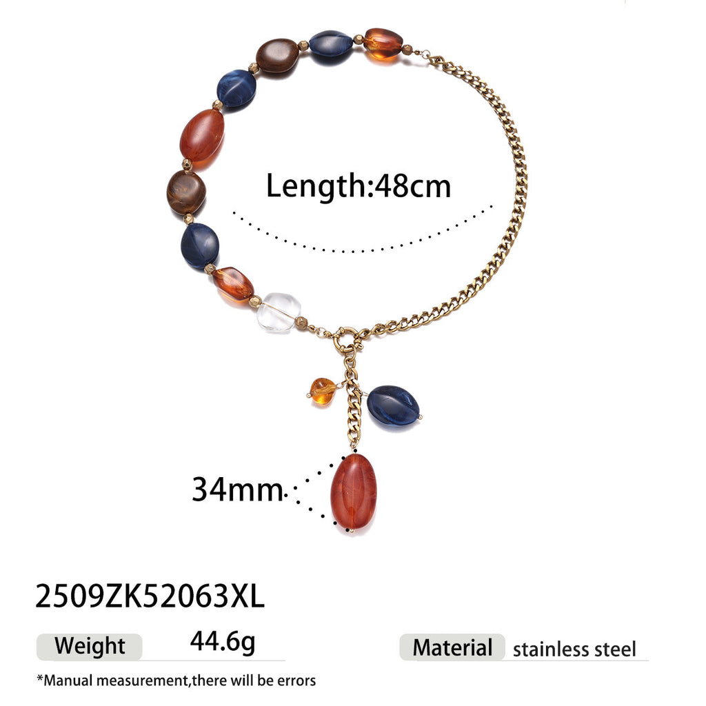Asymmetric Link Chain Necklace — gold-xl necklace, view 6