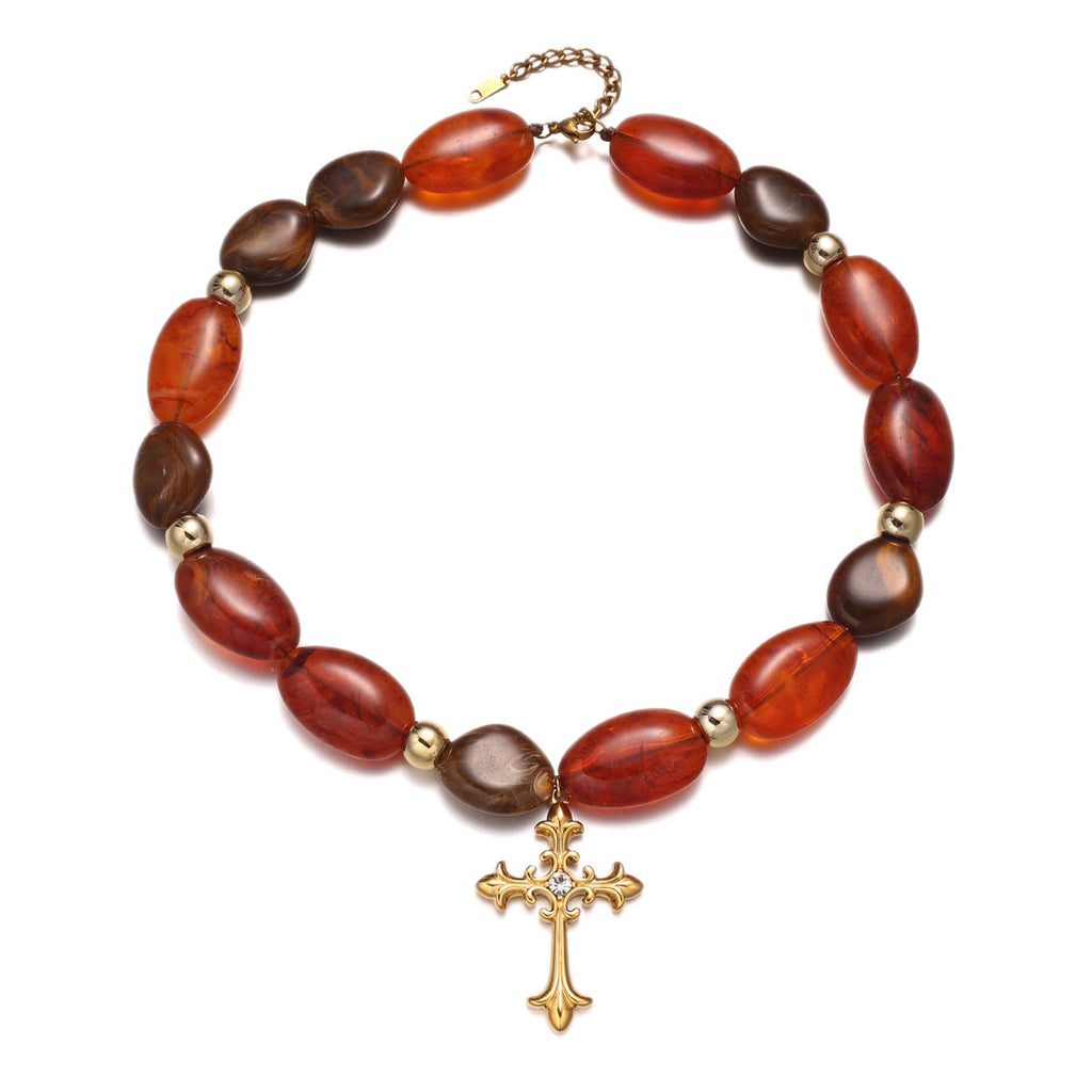 Gothic Cross Beaded Necklace — necklace, view 4