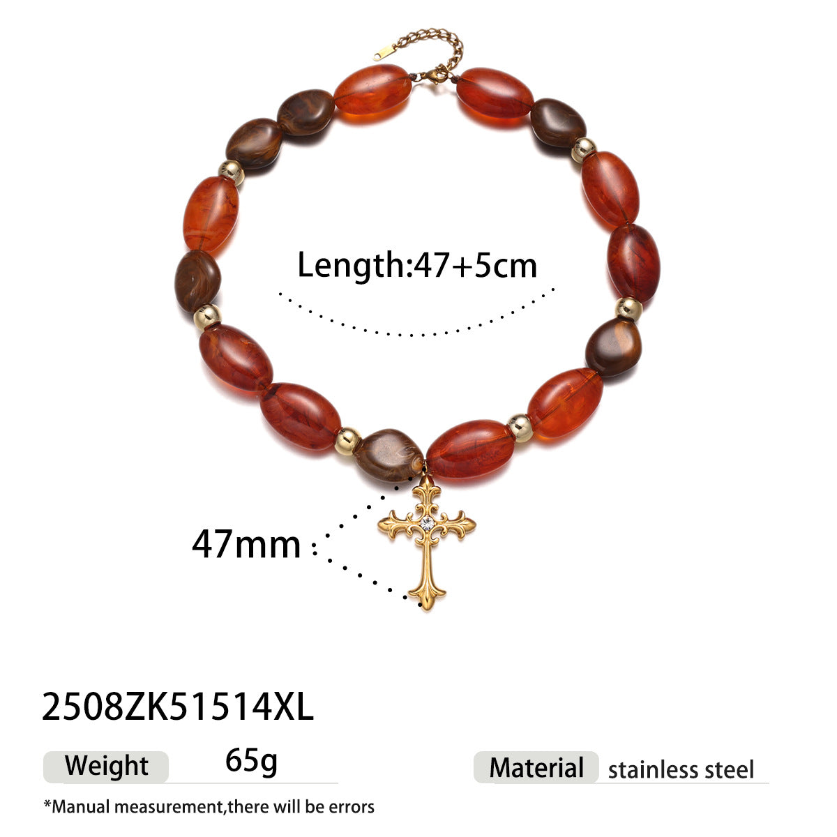 Gothic Cross Beaded Necklace — necklace, view 5
