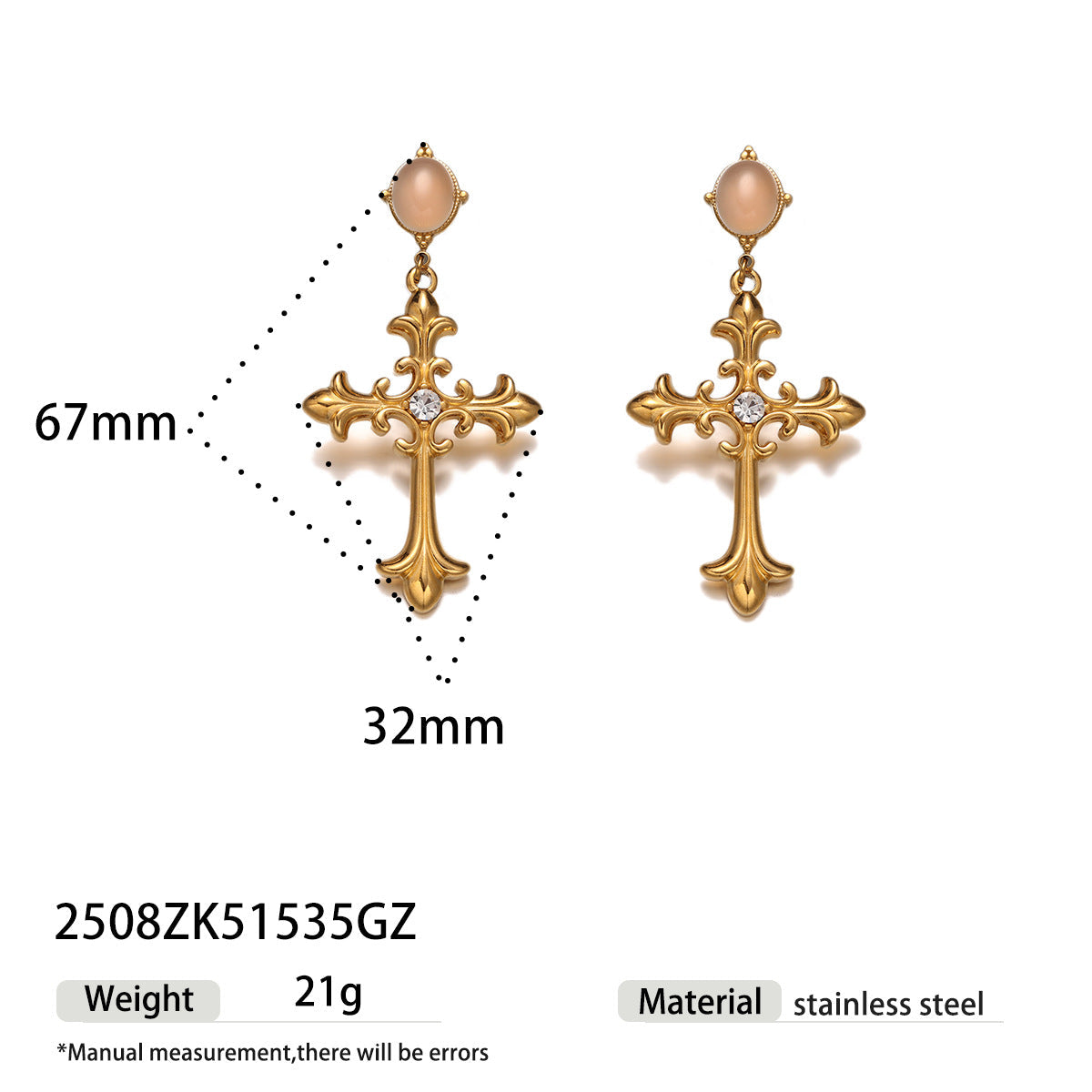 Gothic Cross Beaded Necklace — necklace, view 6