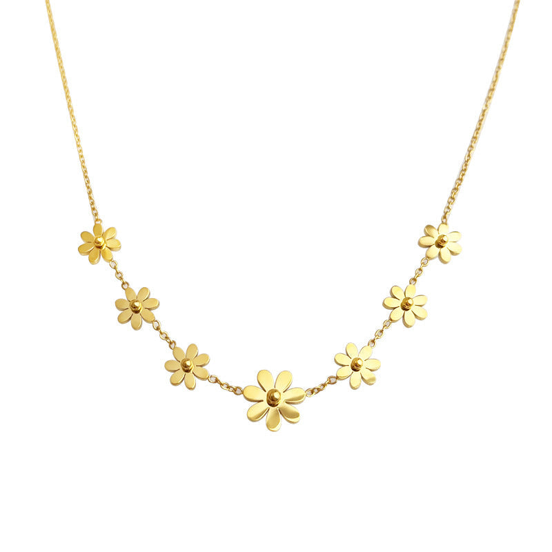 Sunflower Pendant Flower Chain Necklace — gold necklace, view 3