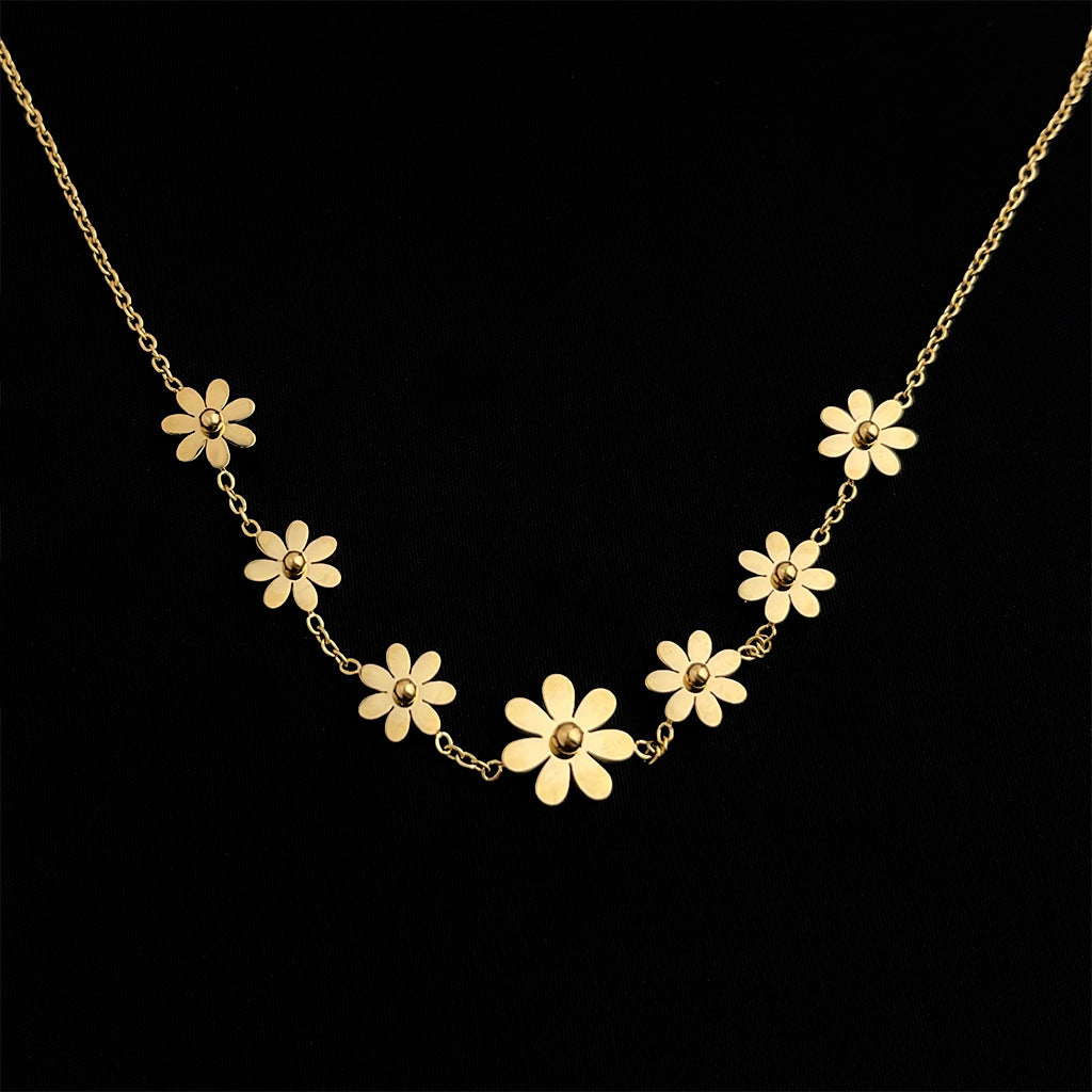 Sunflower Pendant Flower Chain Necklace — gold necklace, view 4