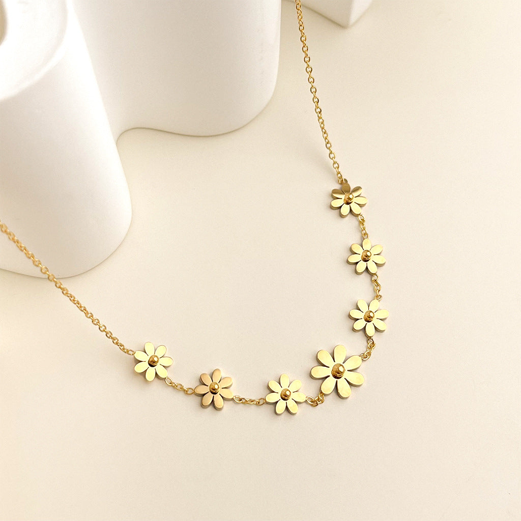 Sunflower Pendant Flower Chain Necklace — gold necklace, view 5