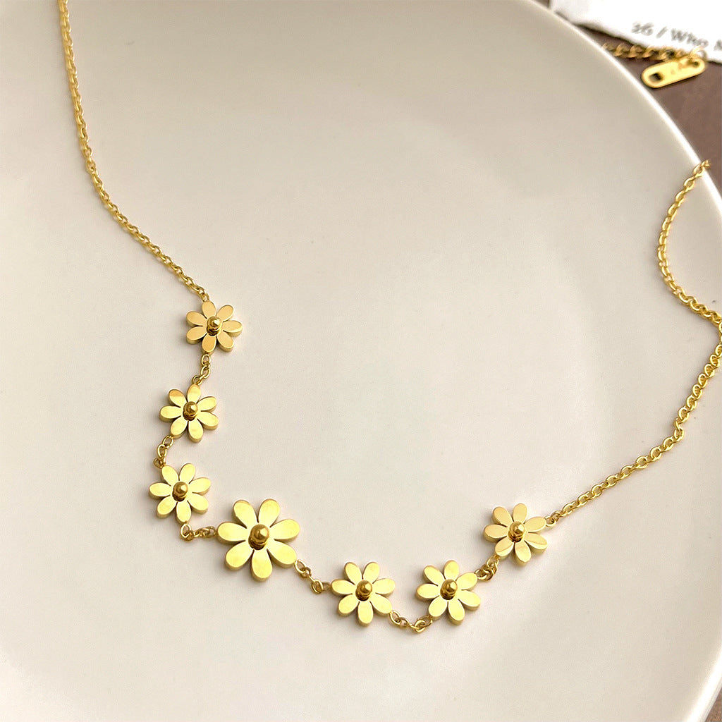 Sunflower Pendant Flower Chain Necklace — gold necklace, view 6