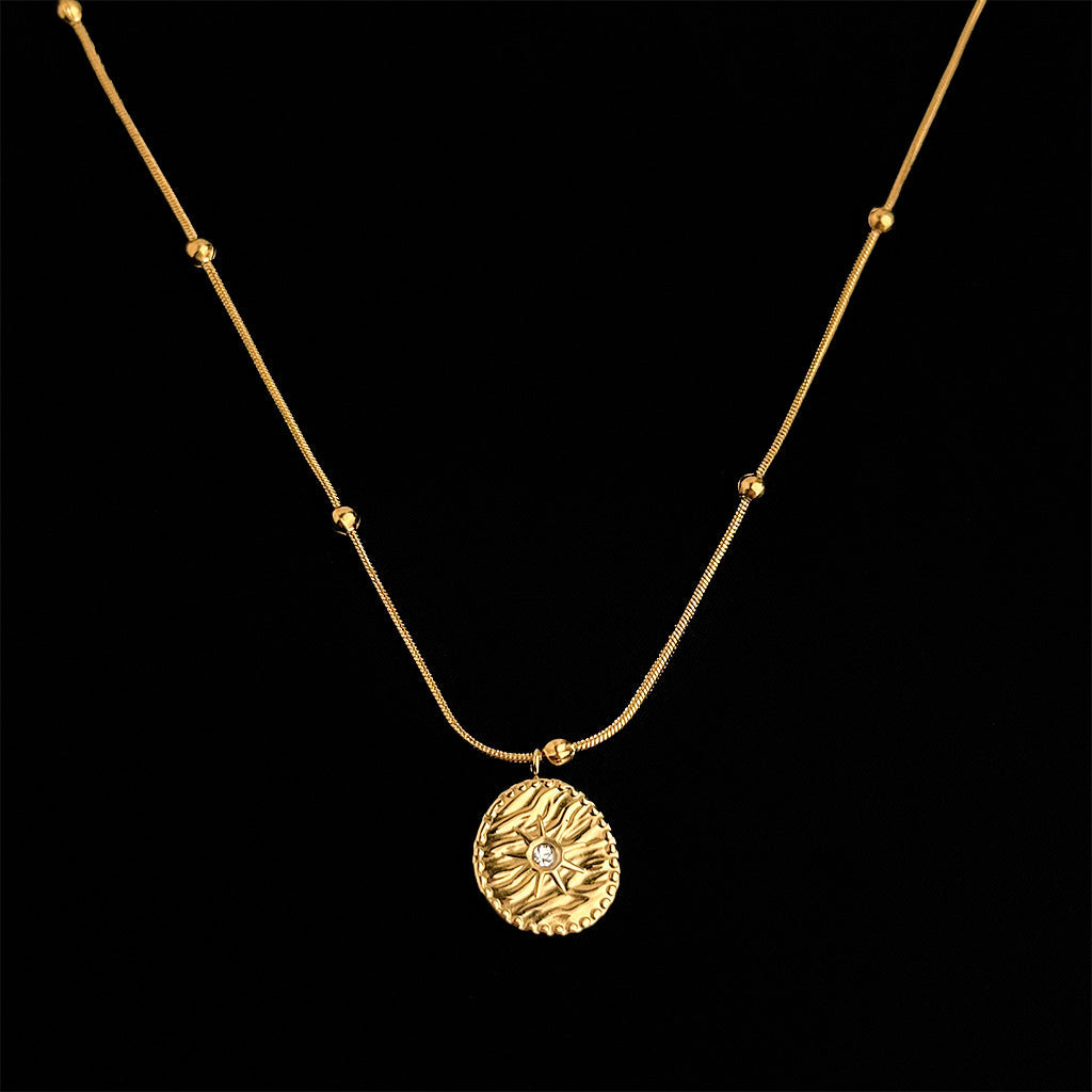 Round Pendant Chain Necklace — gold necklace, view 5