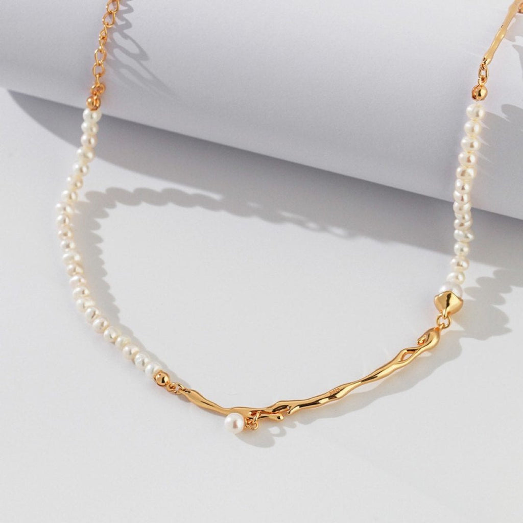 Splicing Pearl Chain Choker Necklace — necklace, view 3