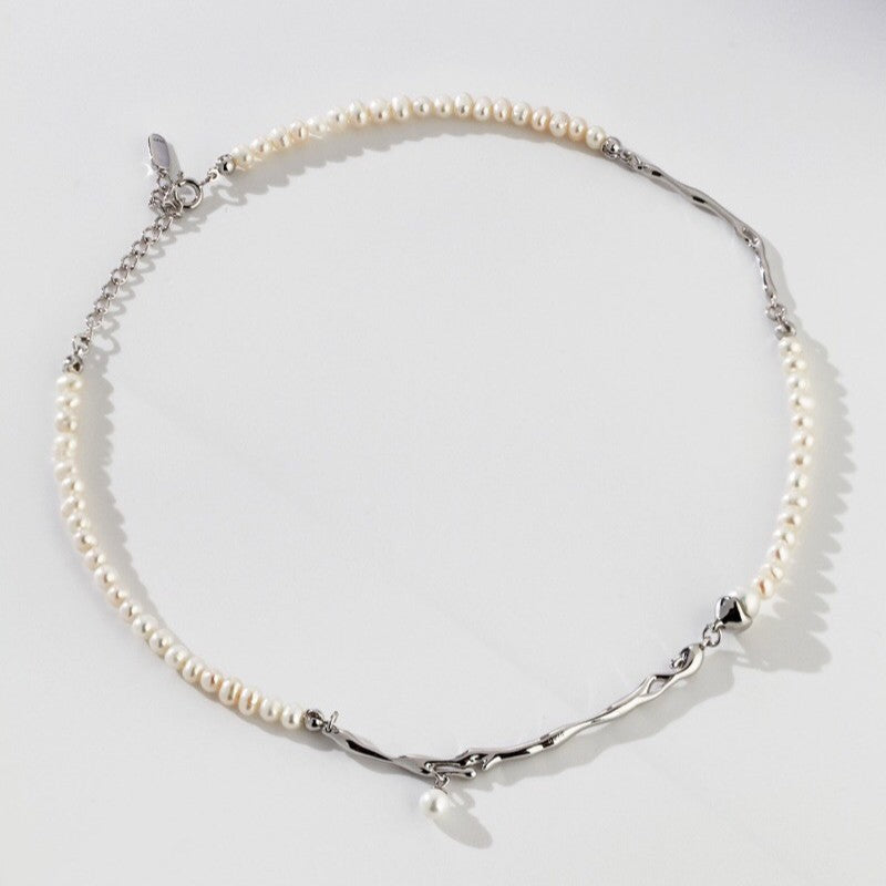 Splicing Pearl Chain Choker Necklace — necklace, view 4