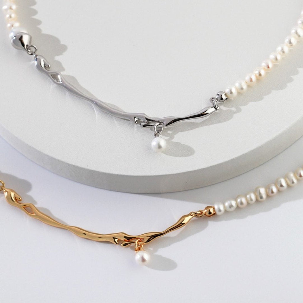 Splicing Pearl Chain Choker Necklace — necklace, view 5