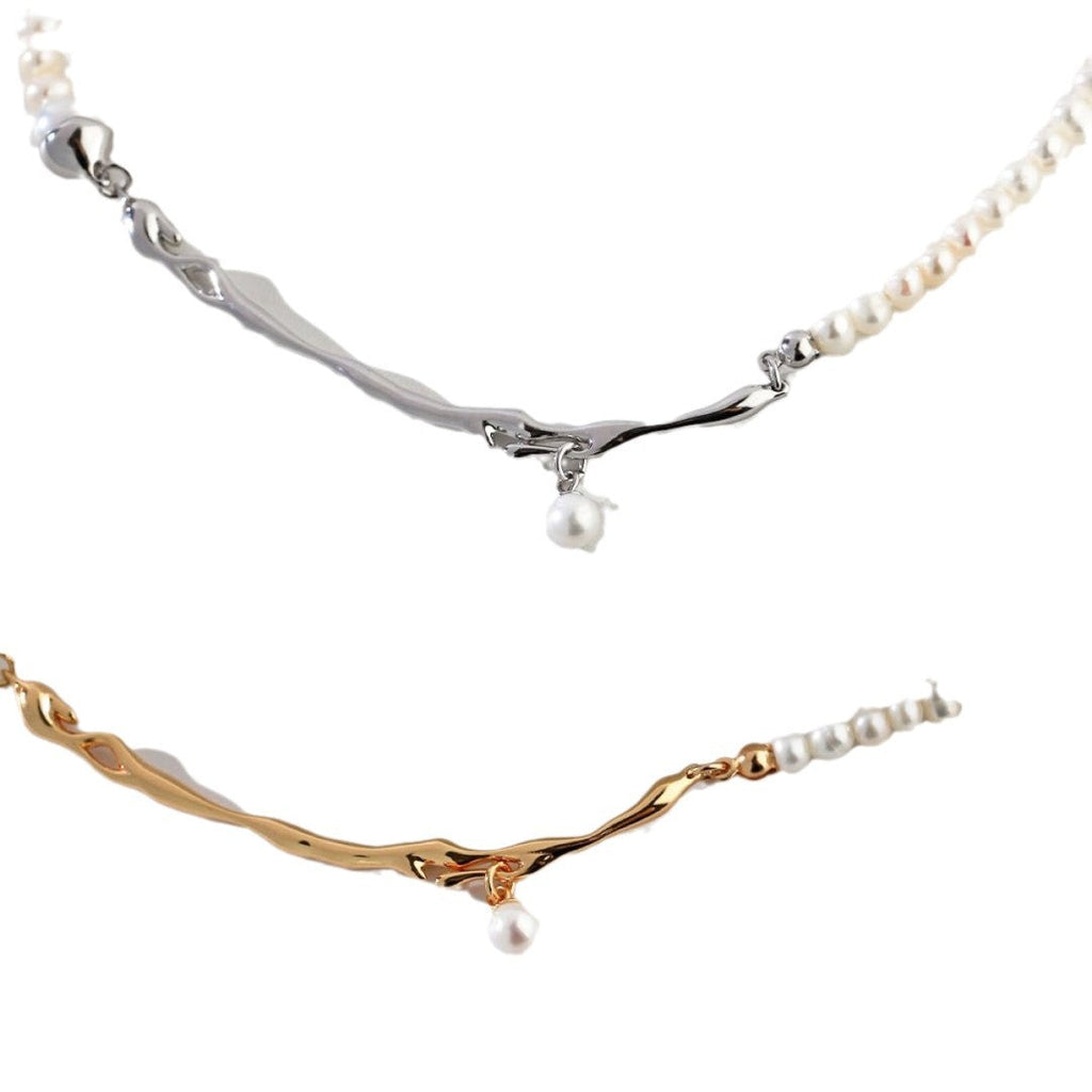 Splicing Pearl Chain Choker Necklace — necklace, view 6