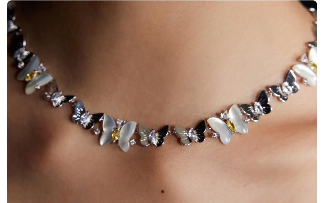 Iridescent Butterfly Pendant Necklace — necklace, view 8