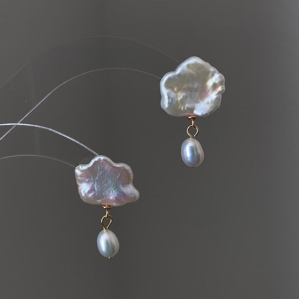 Tasselled Baroque Pearl Necklace — white necklace, view 2