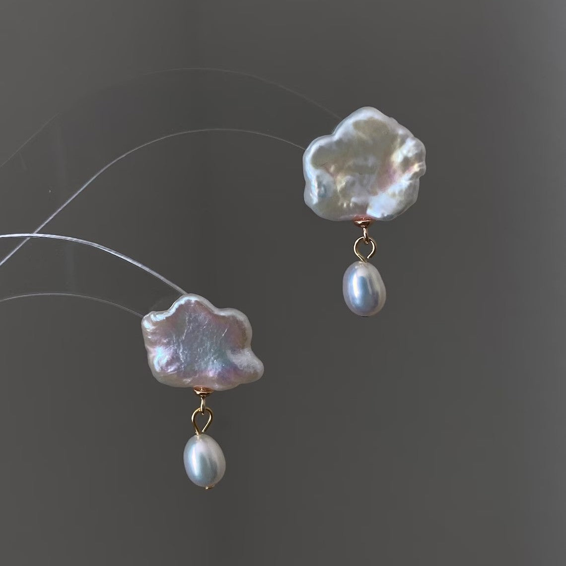Tasselled Baroque Pearl Necklace — white necklace, view 2