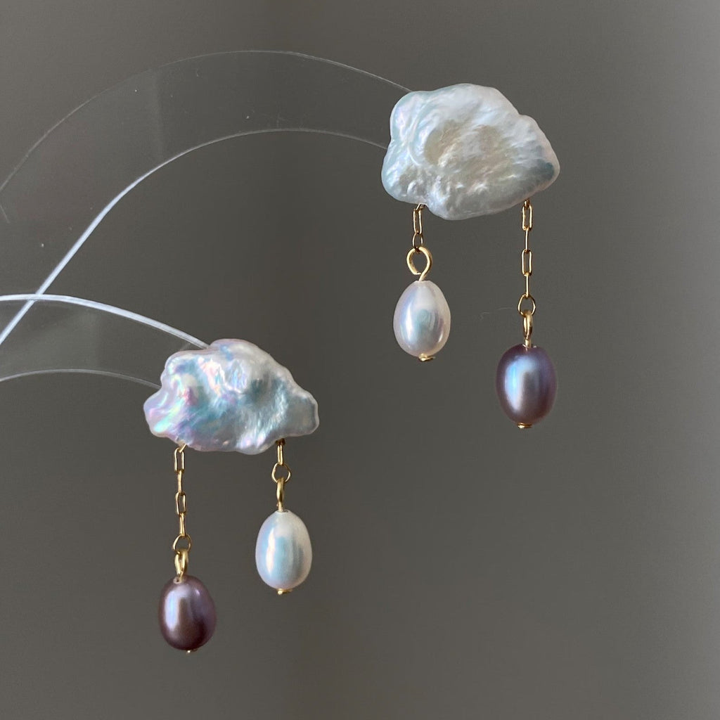 Tasselled Baroque Pearl Necklace — white necklace, view 3