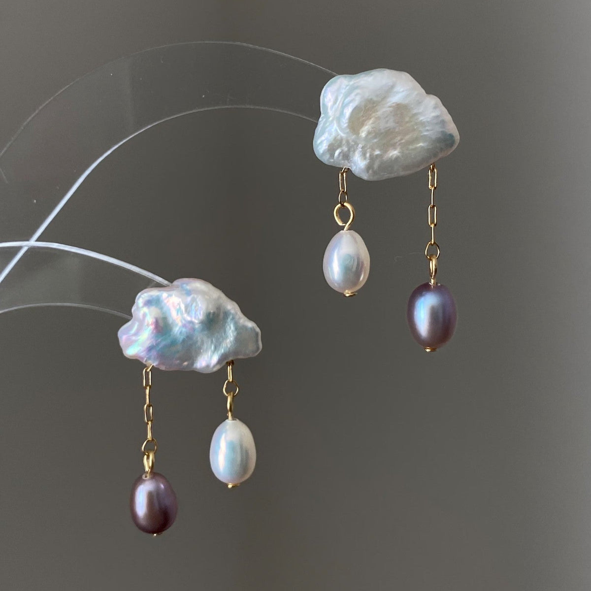 Tasselled Baroque Pearl Necklace — white necklace, view 3