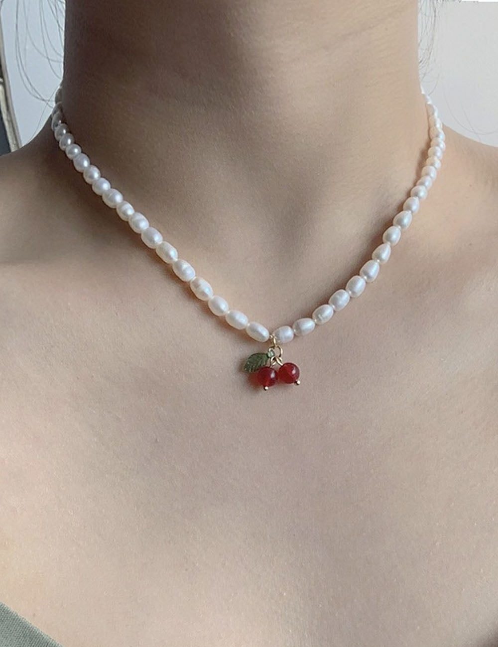 Dainty Pearl-Style Pendant Necklace — white necklace