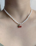 Dainty Pearl-Style Pendant Necklace — white necklace