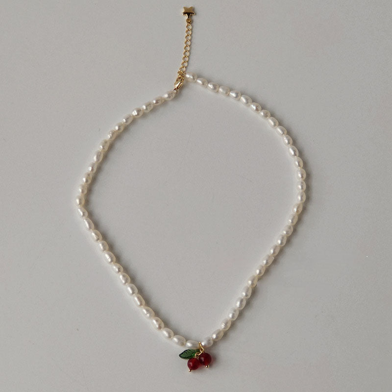 Dainty Pearl-Style Pendant Necklace — white necklace, view 2