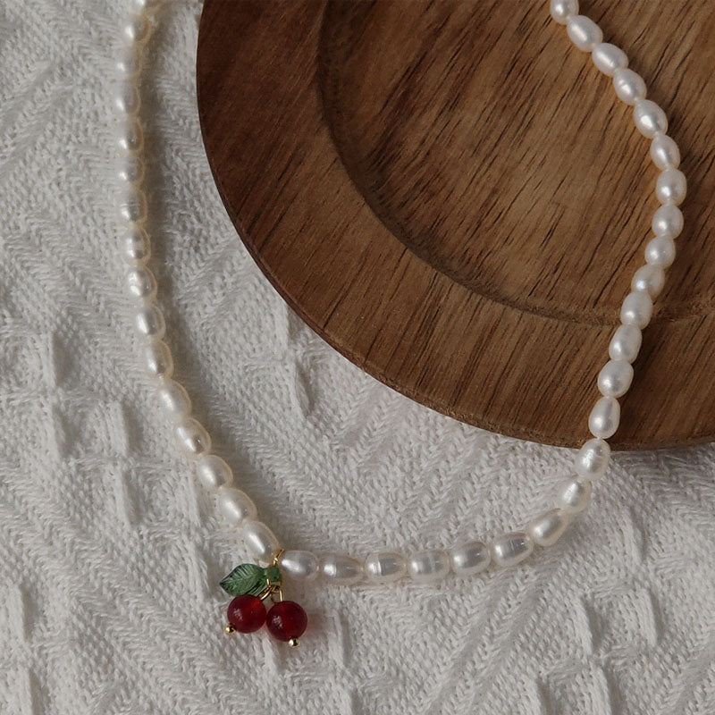 Dainty Pearl-Style Pendant Necklace — white necklace, view 4