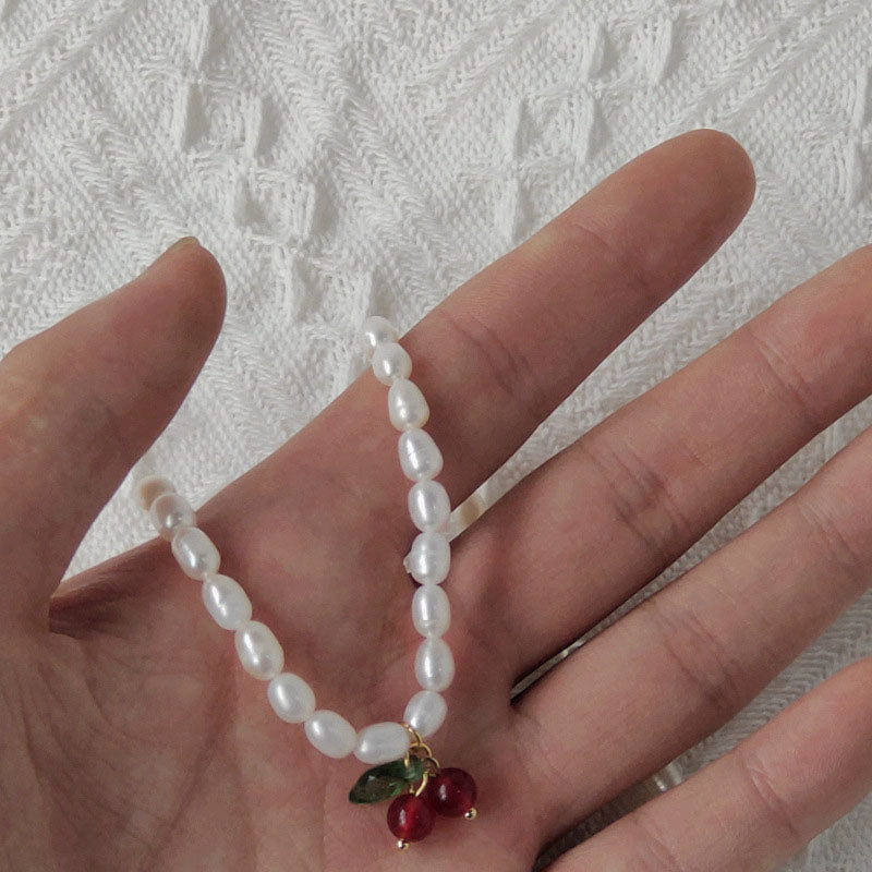 Dainty Pearl-Style Pendant Necklace — white necklace, view 5