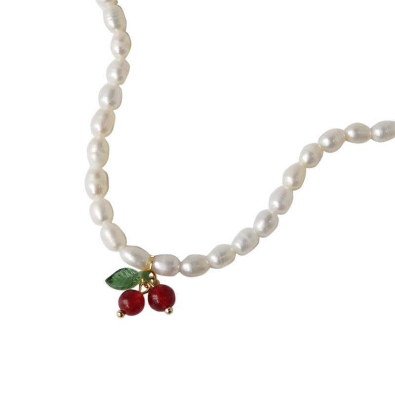 Dainty Pearl-Style Pendant Necklace — white necklace, view 7
