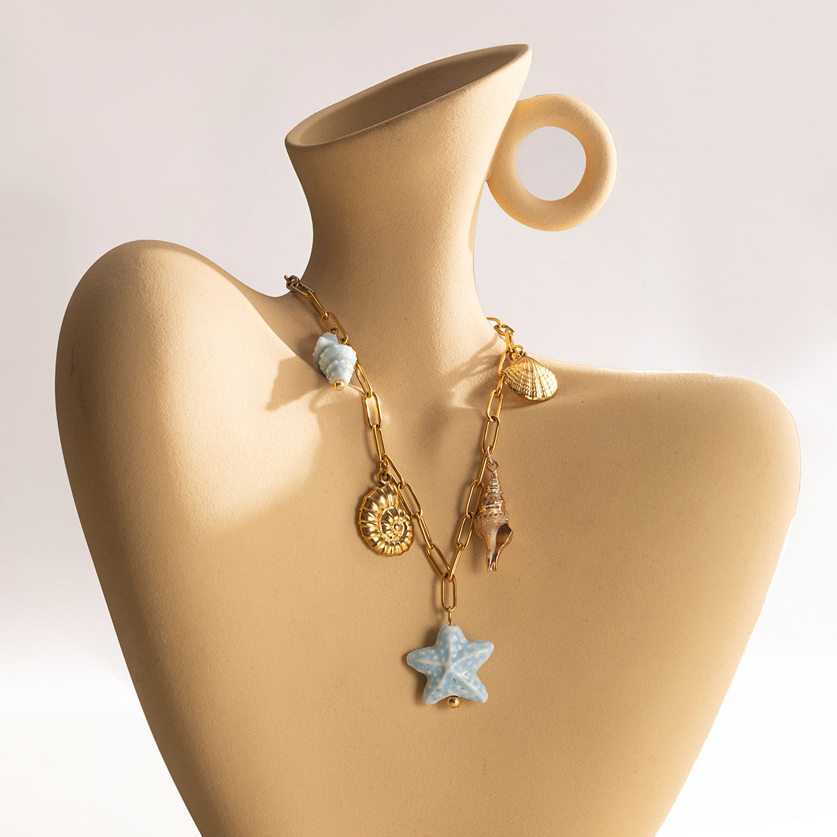 Marine Charm Shell Necklace — gold necklace