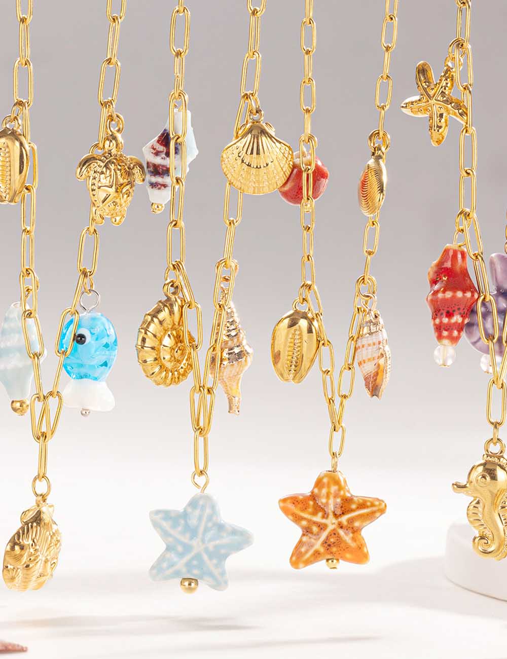 Marine Charm Shell Necklace — gold necklace, view 2