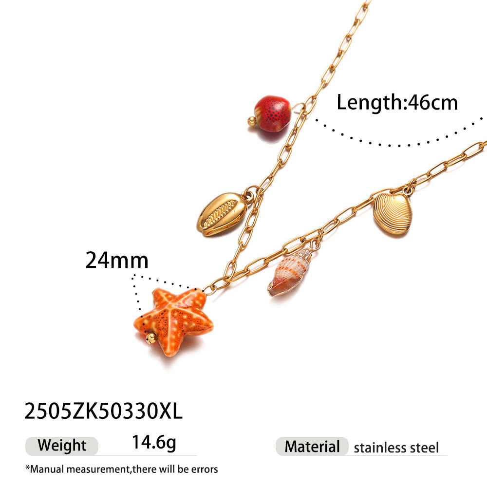 Marine Charm Shell Necklace — gold necklace, view 6