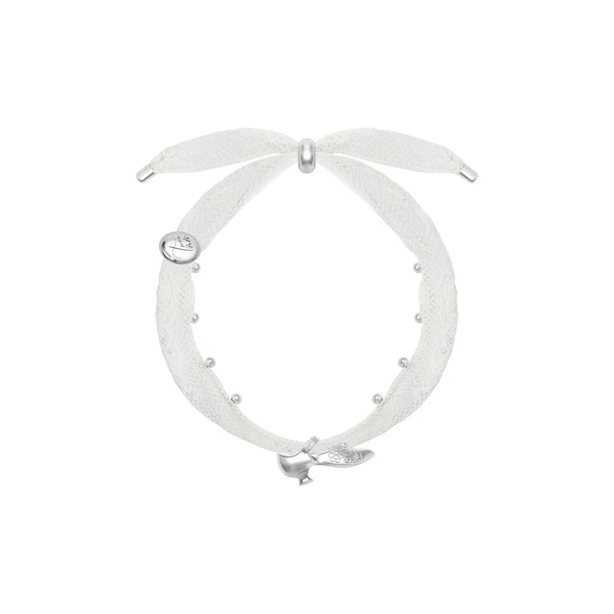 Lace Flower Pendant Bracelet — white bracelet, view 5