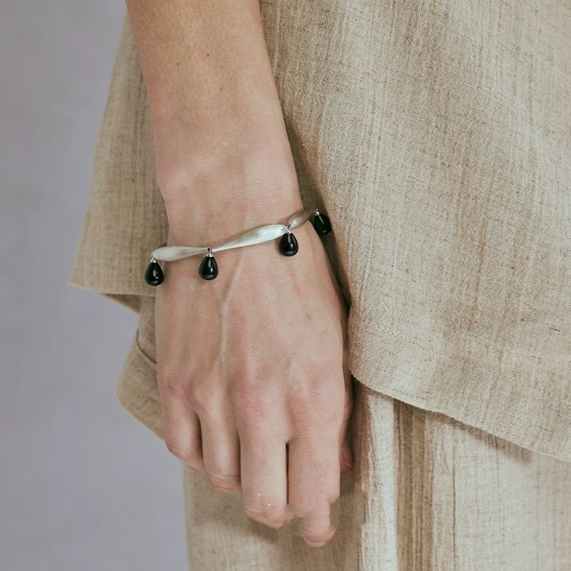Resin Bead Chunky Chain Bracelet — silver bracelet, view 2