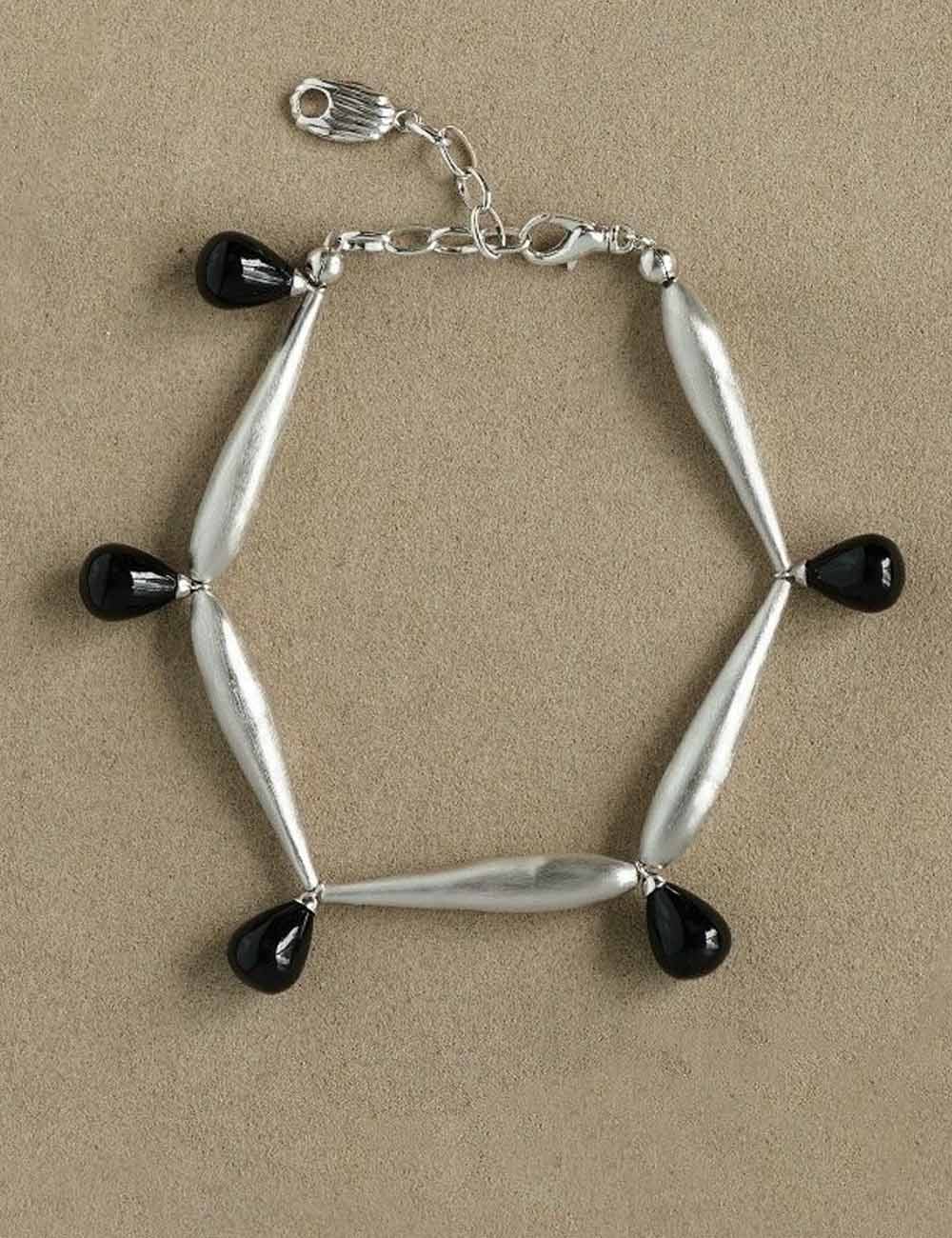 Resin Bead Chunky Chain Bracelet — silver bracelet, view 3