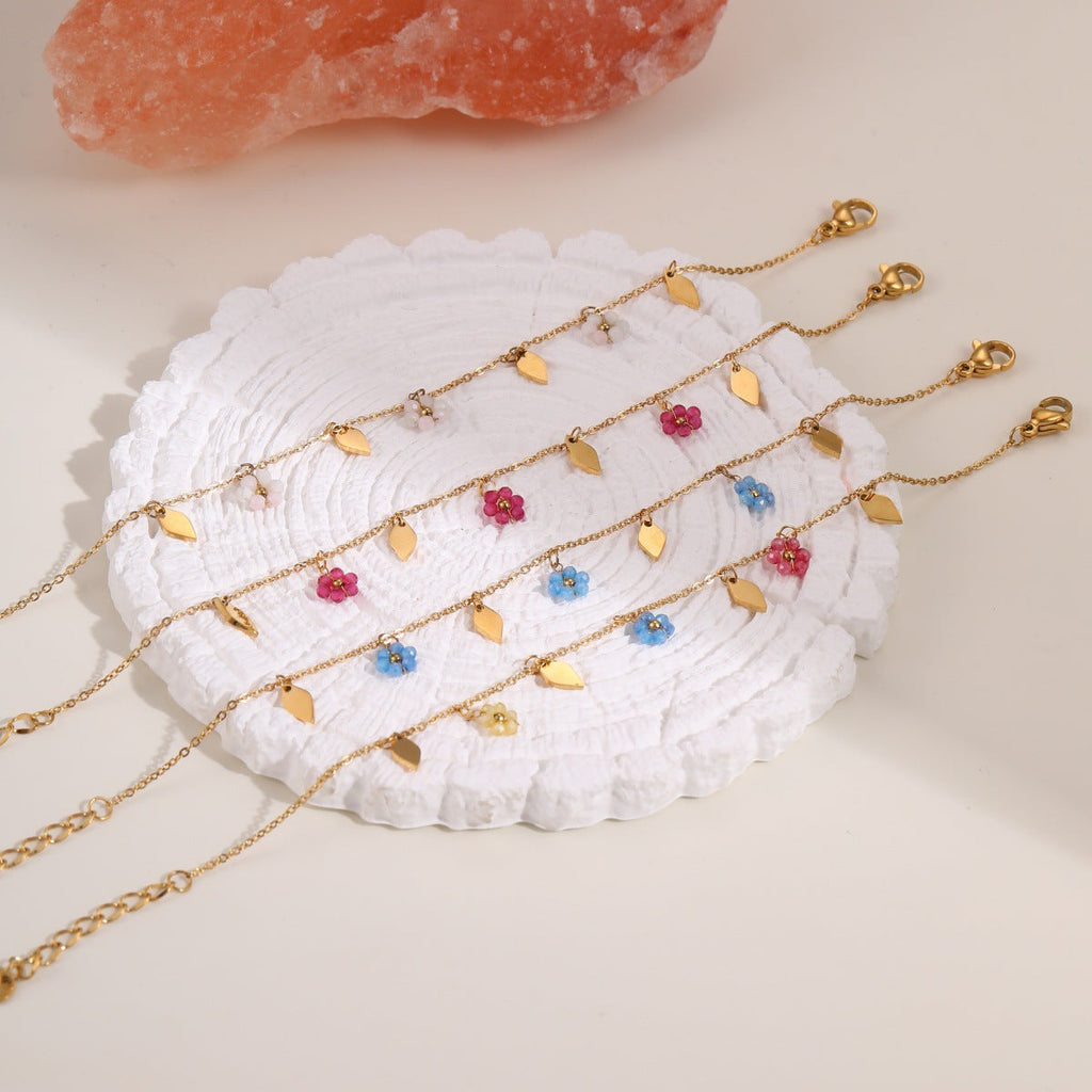 Dainty Daisy Link Bracelet — bracelet, view 2