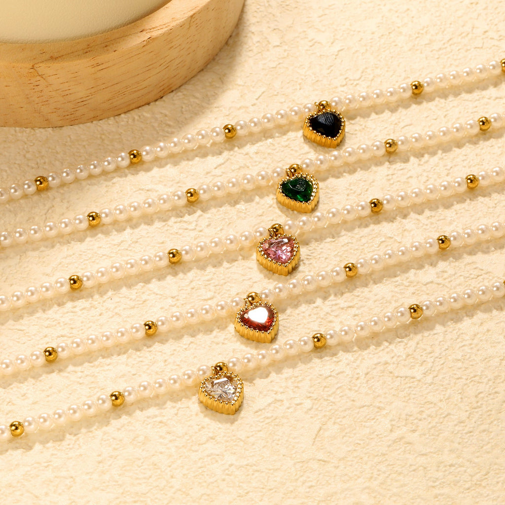 Heart Pendant Beaded Bracelet — bracelet, view 4