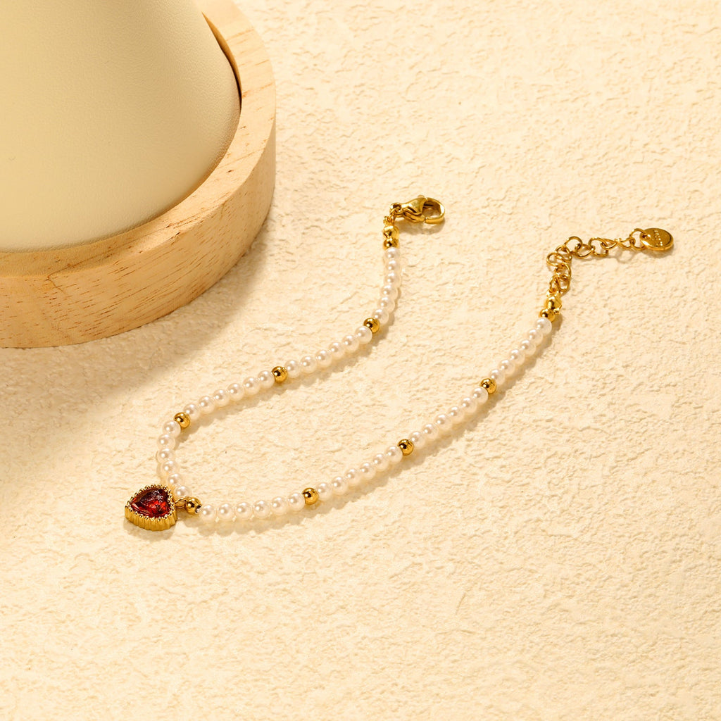Heart Pendant Beaded Bracelet — bracelet, view 5