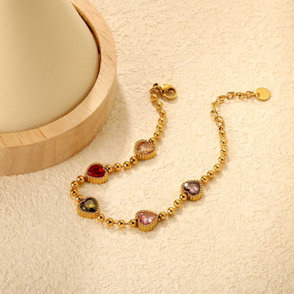 Heart Pendant Beaded Bracelet — bracelet, view 6