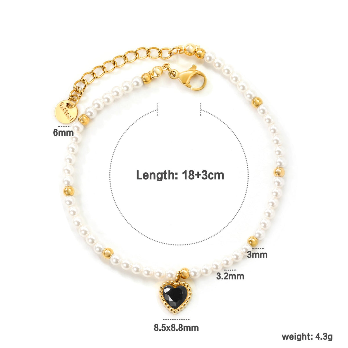 Heart Pendant Beaded Bracelet — bracelet, view 8