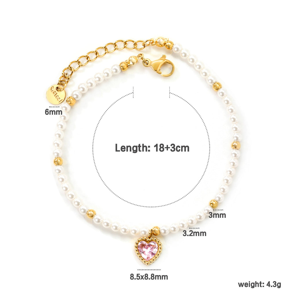 Heart Pendant Beaded Bracelet — bracelet, view 10
