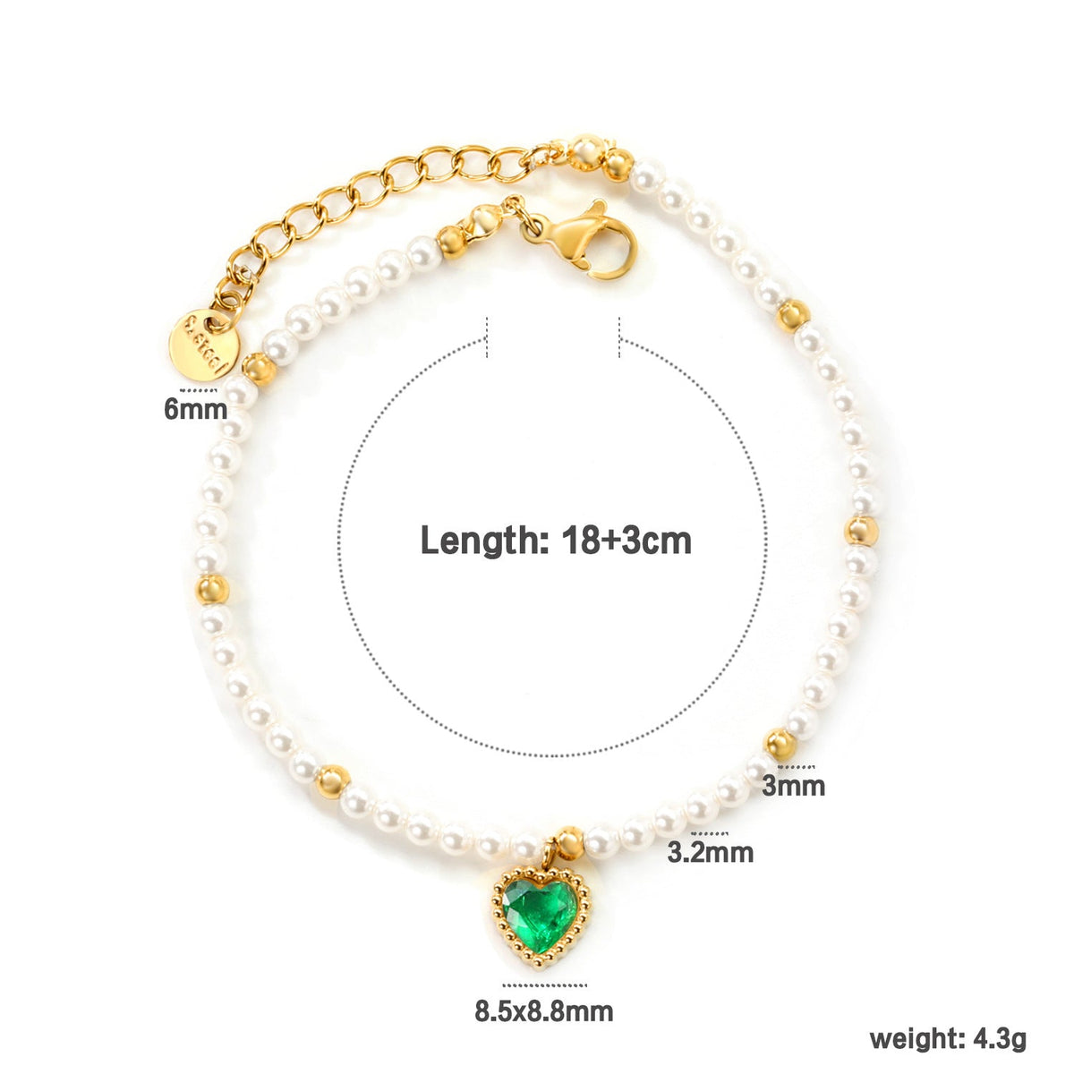 Heart Pendant Beaded Bracelet — bracelet, view 11