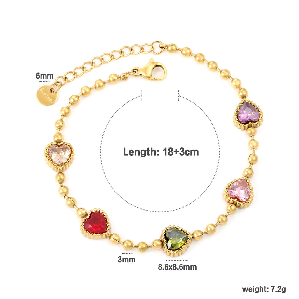 Heart Pendant Beaded Bracelet — bracelet, view 12
