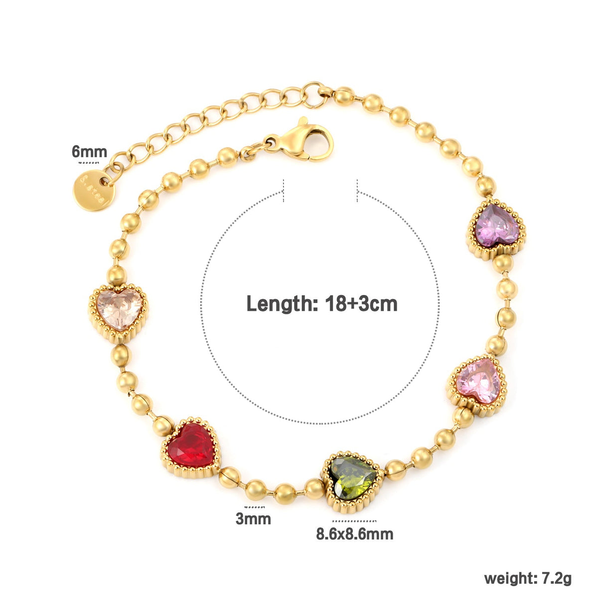 Heart Pendant Beaded Bracelet — bracelet, view 12