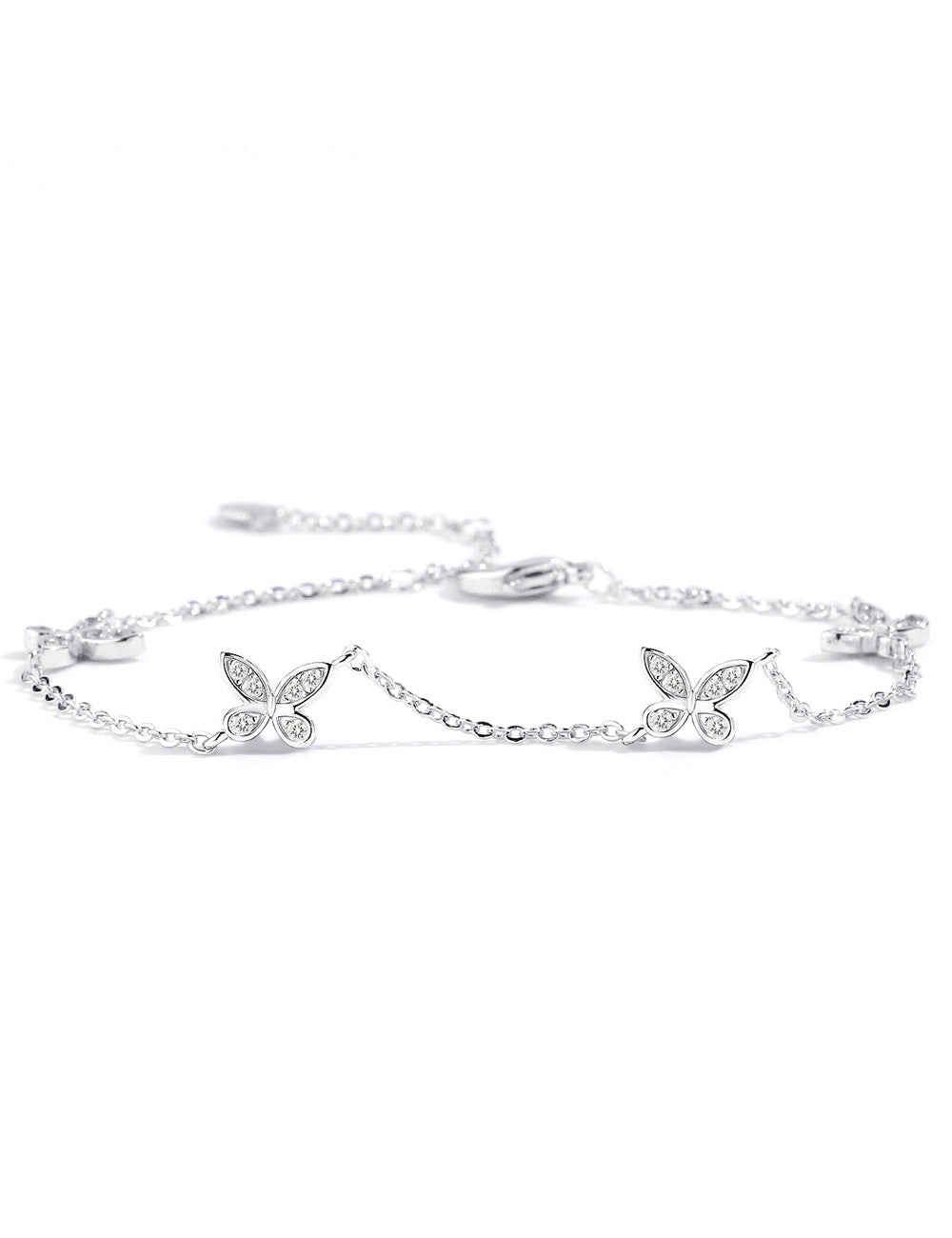Butterfly Zirconia Chain Bracelet — silver bracelet, view 2