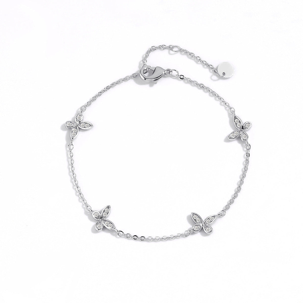 Butterfly Zirconia Chain Bracelet — silver bracelet, view 3
