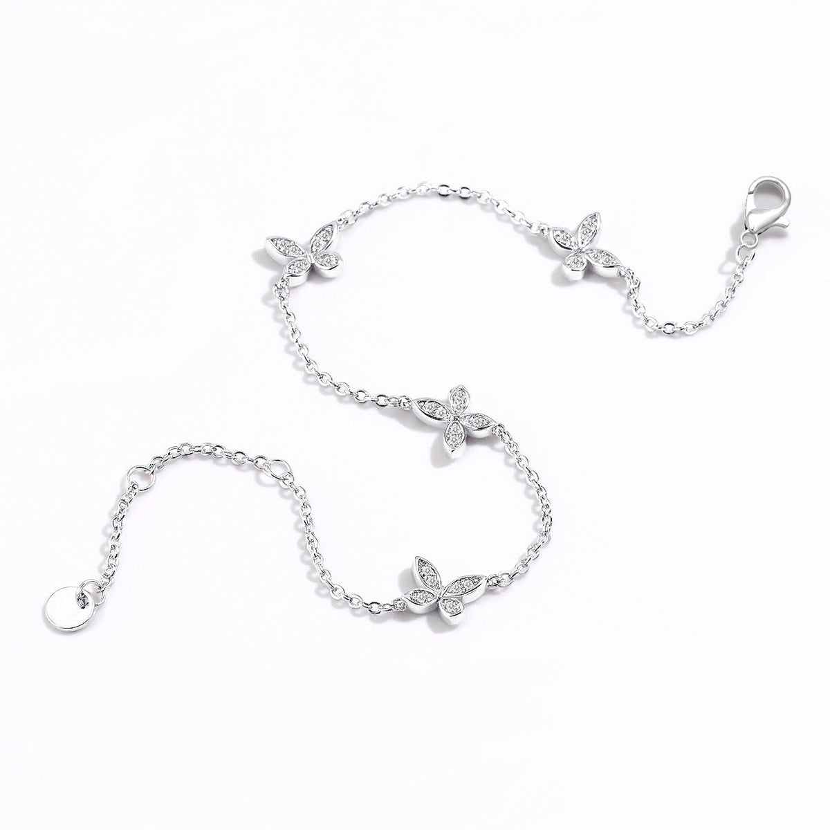 Butterfly Zirconia Chain Bracelet — silver bracelet, view 4