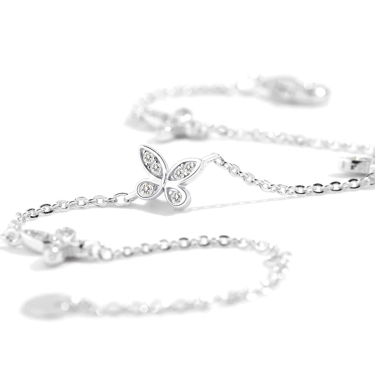 Butterfly Zirconia Chain Bracelet — silver bracelet, view 5