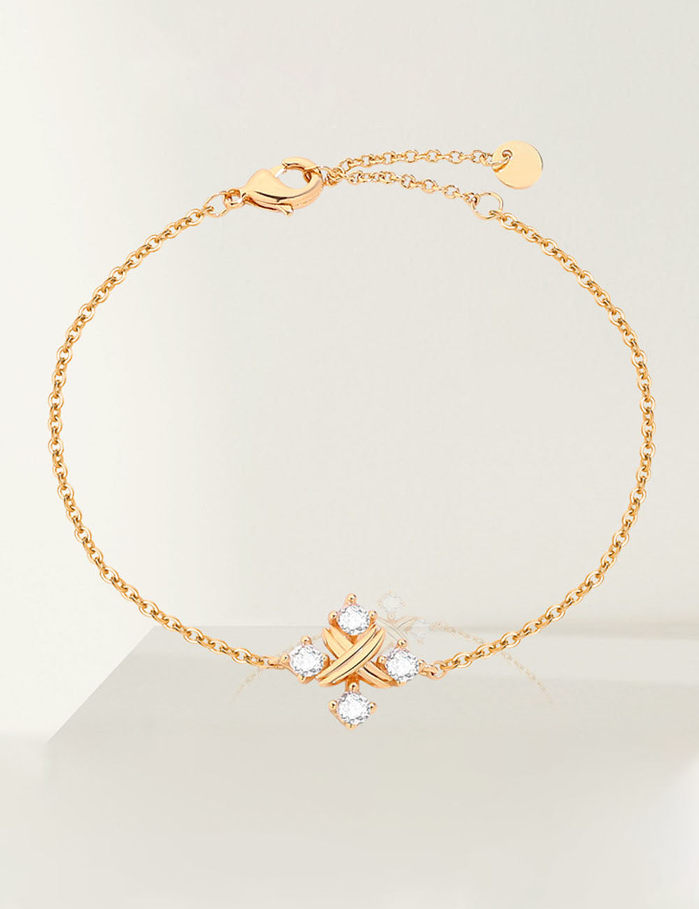 X-Shaped Cubic Zirconia Bracelet — gold bracelet, view 2