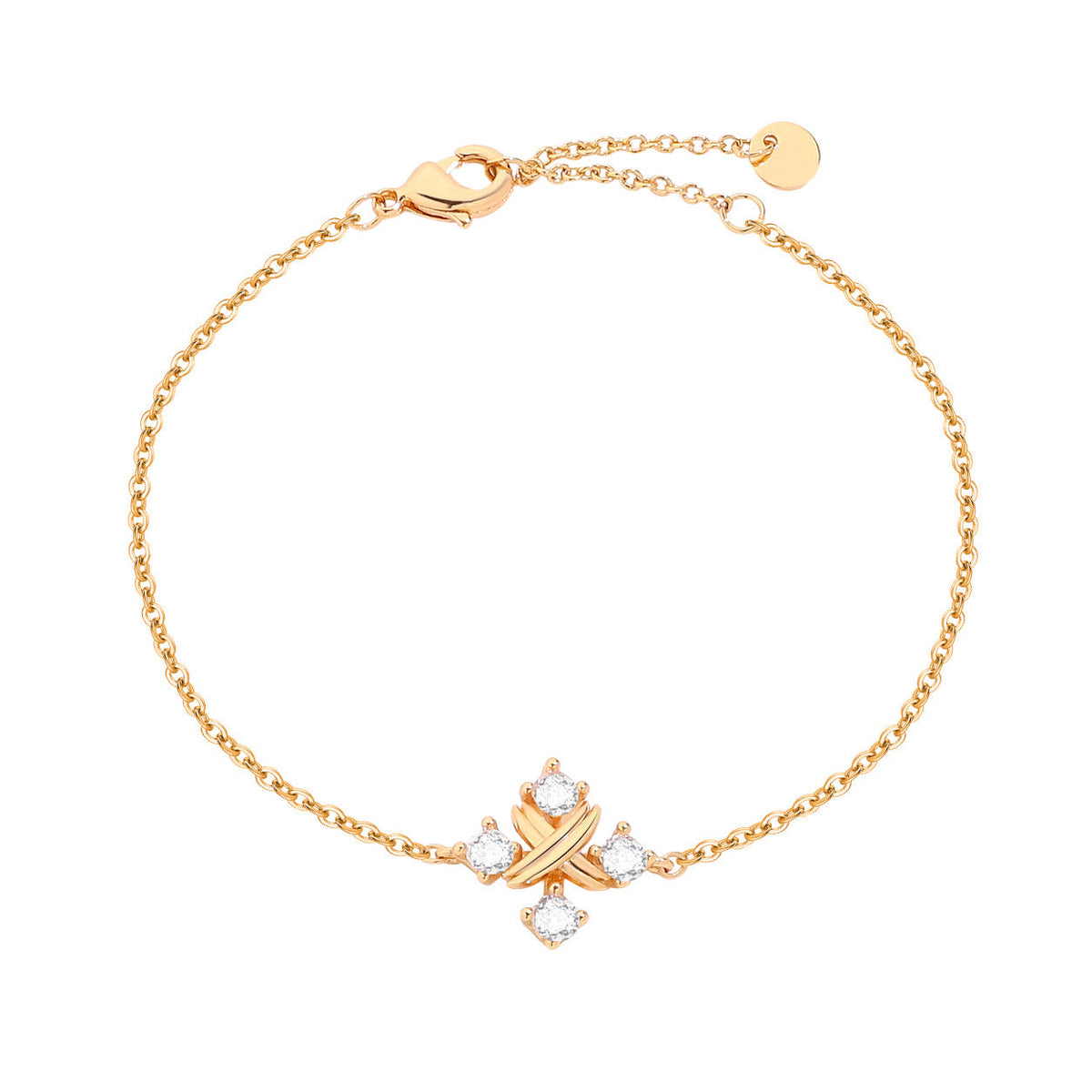 X-Shaped Cubic Zirconia Bracelet — gold bracelet, view 3