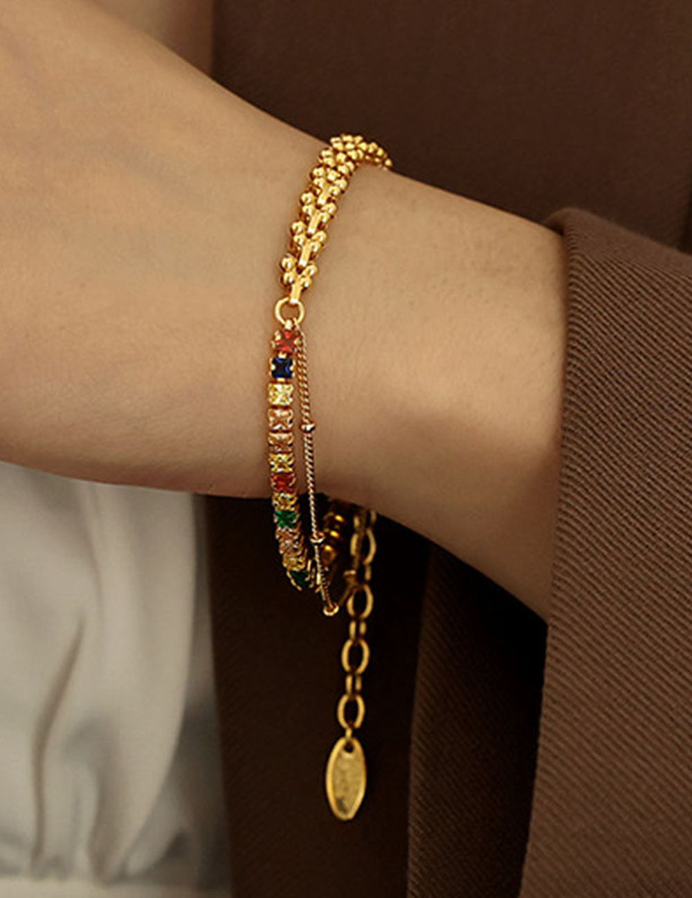 Cubic Zirconia Splice Chain Bracelet — bracelet