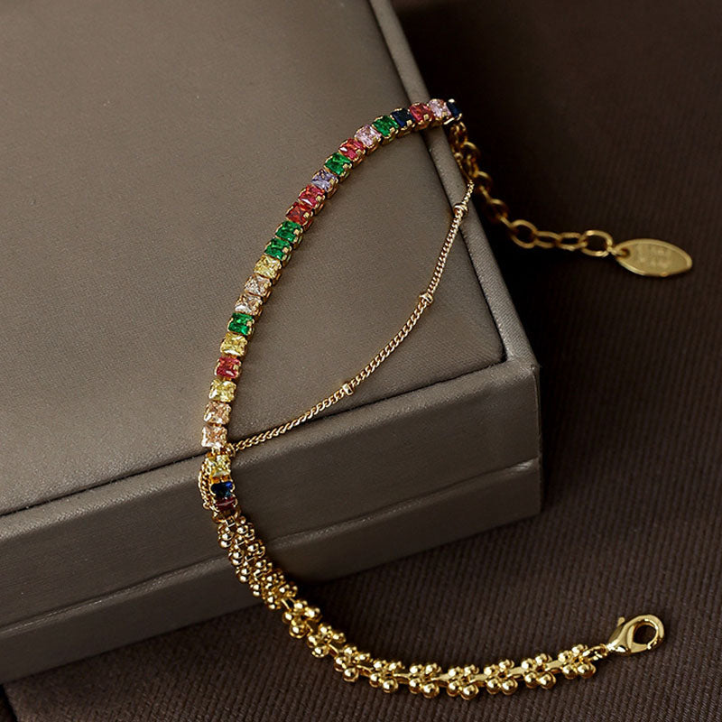 Cubic Zirconia Splice Chain Bracelet — bracelet, view 2