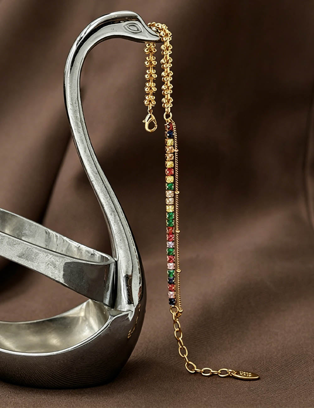 Cubic Zirconia Splice Chain Bracelet — bracelet, view 3