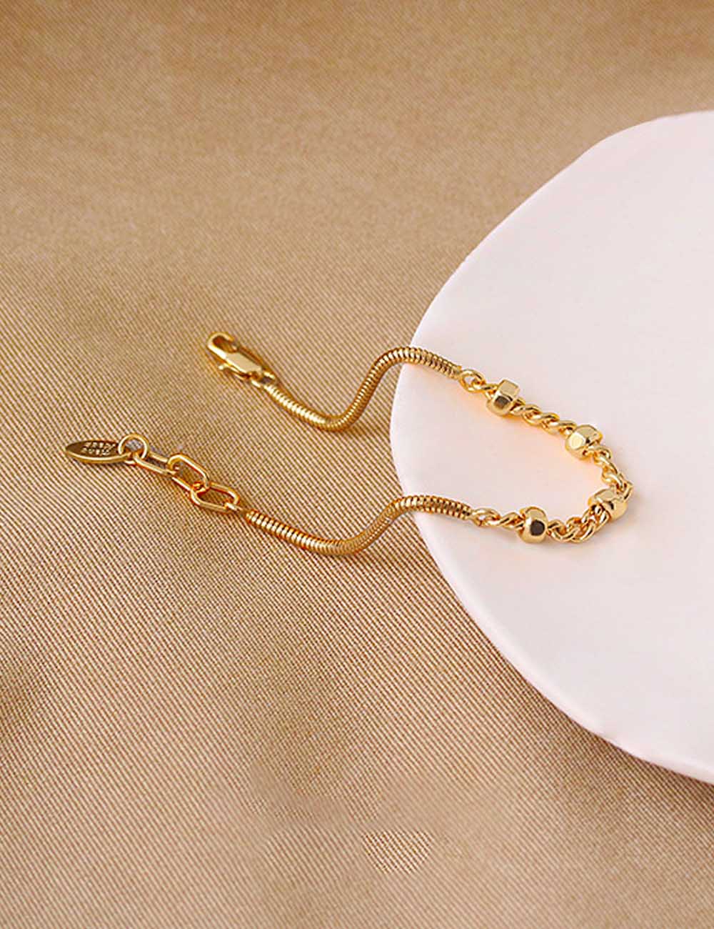 Spliced Snake Chain Bracelet — gold bracelet, view 2