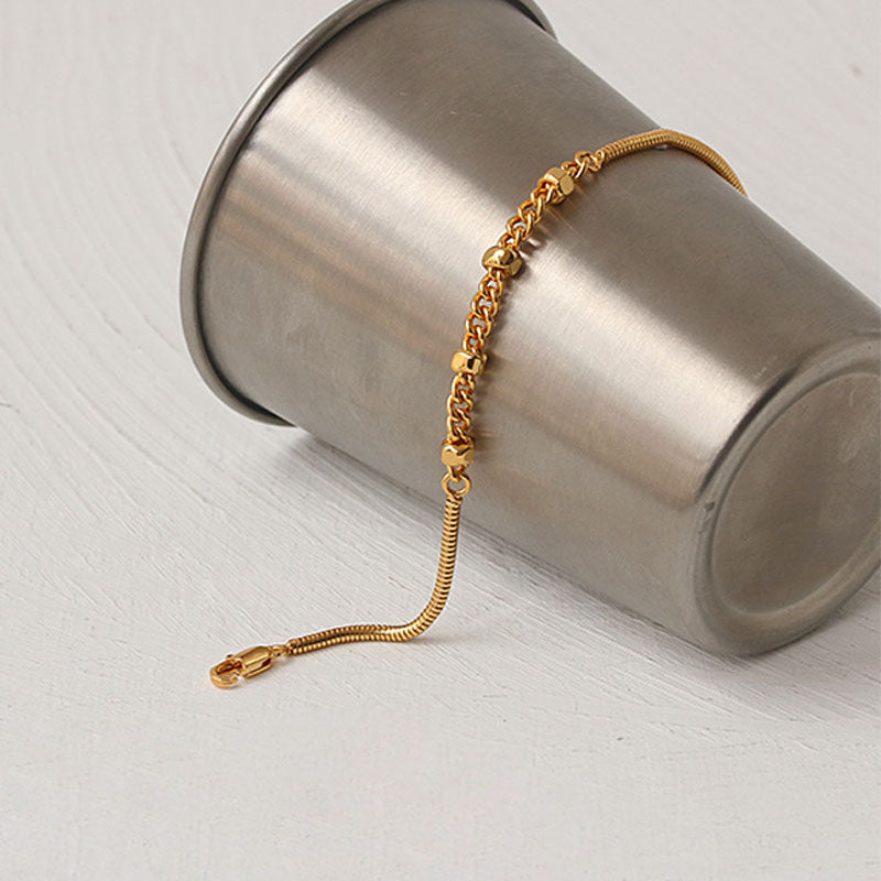 Spliced Snake Chain Bracelet — gold bracelet, view 3